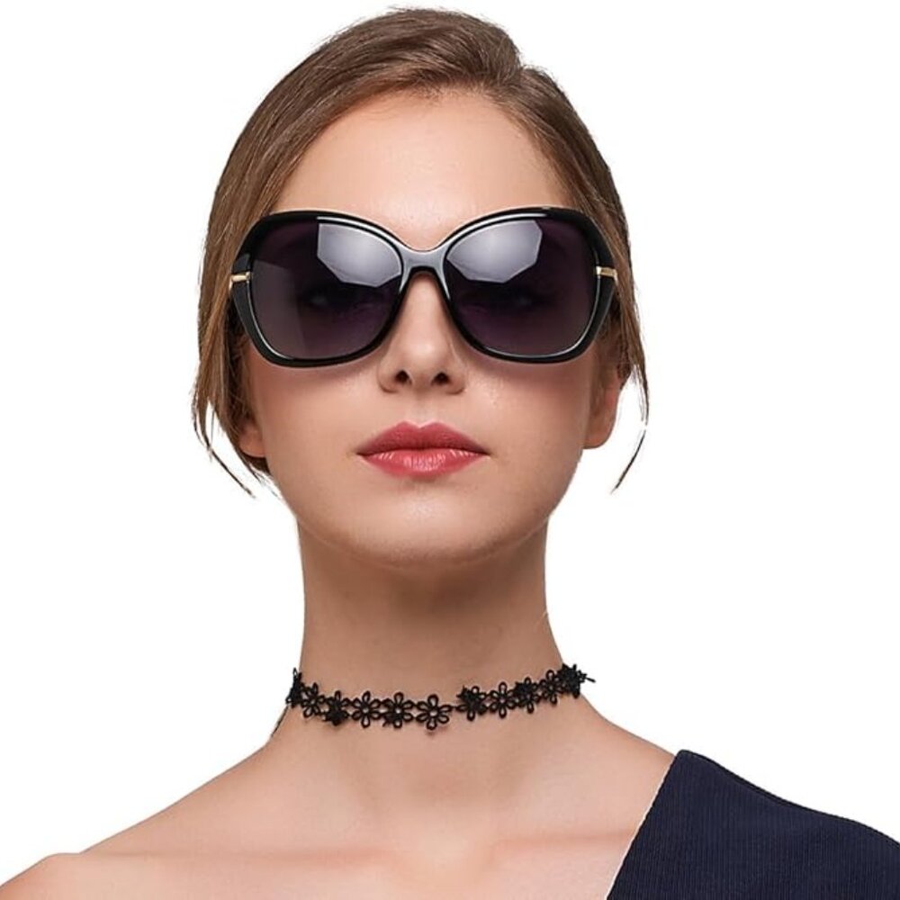 Oversized Women’s Classic Polarized Sunglasses D72 Ultralight • Black